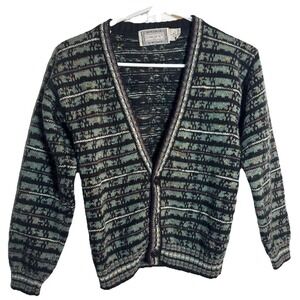 Vintage 80s Concrete Knit Cardigan Sweater Women's S –‎ Made in Hong Kong